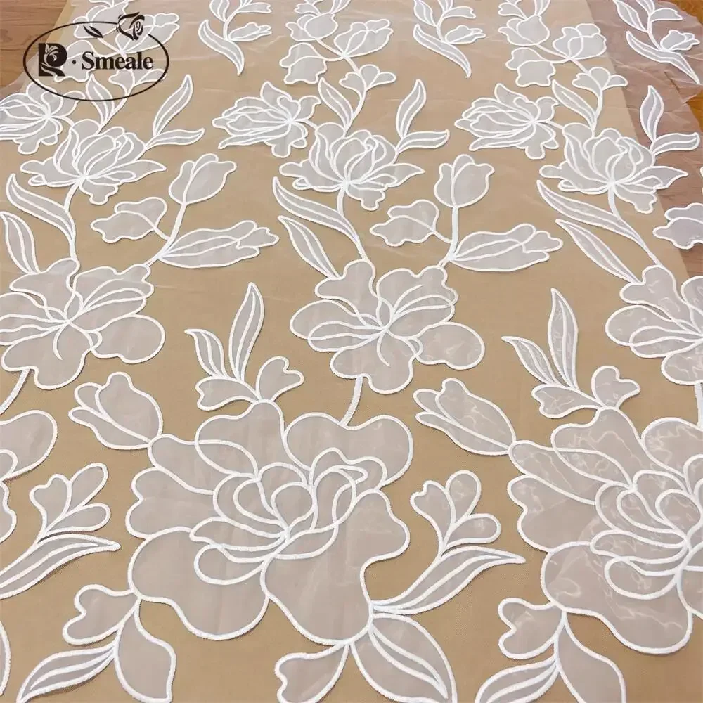 Lace Embroidered Fabric, High-end Design, Hand Sewing, Wedding Dress, Fashion Show, Off White, RS4358-2