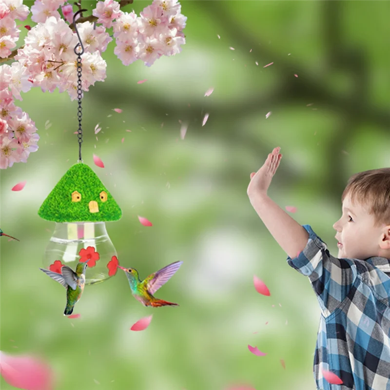 

Garden Bird Feeders Wind Chime Bird Feeder For Outdoors Hanging,3 Petals Decorated With Water Spout Bird Water