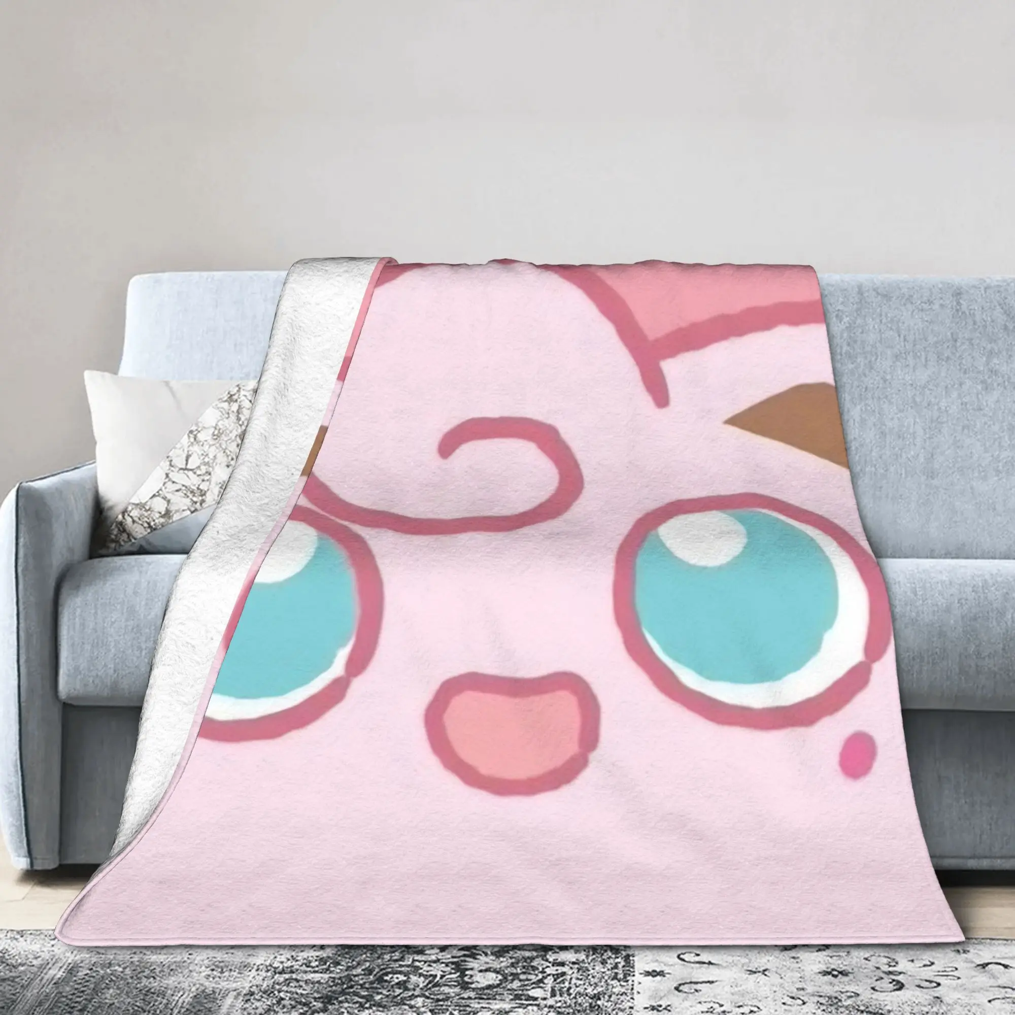 Jigglypuffs Kawaii Blankets Poke-Mon Cartoon Wool Funny Warm Throw Blankets for Chair Covering Sofa Autumn/Winter