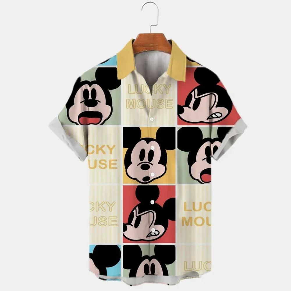 New Printed Disney Donald Duck Mickey Mouse Men's Shirt New Summer Fashion Street Trend Retro Boutique Unisex Top