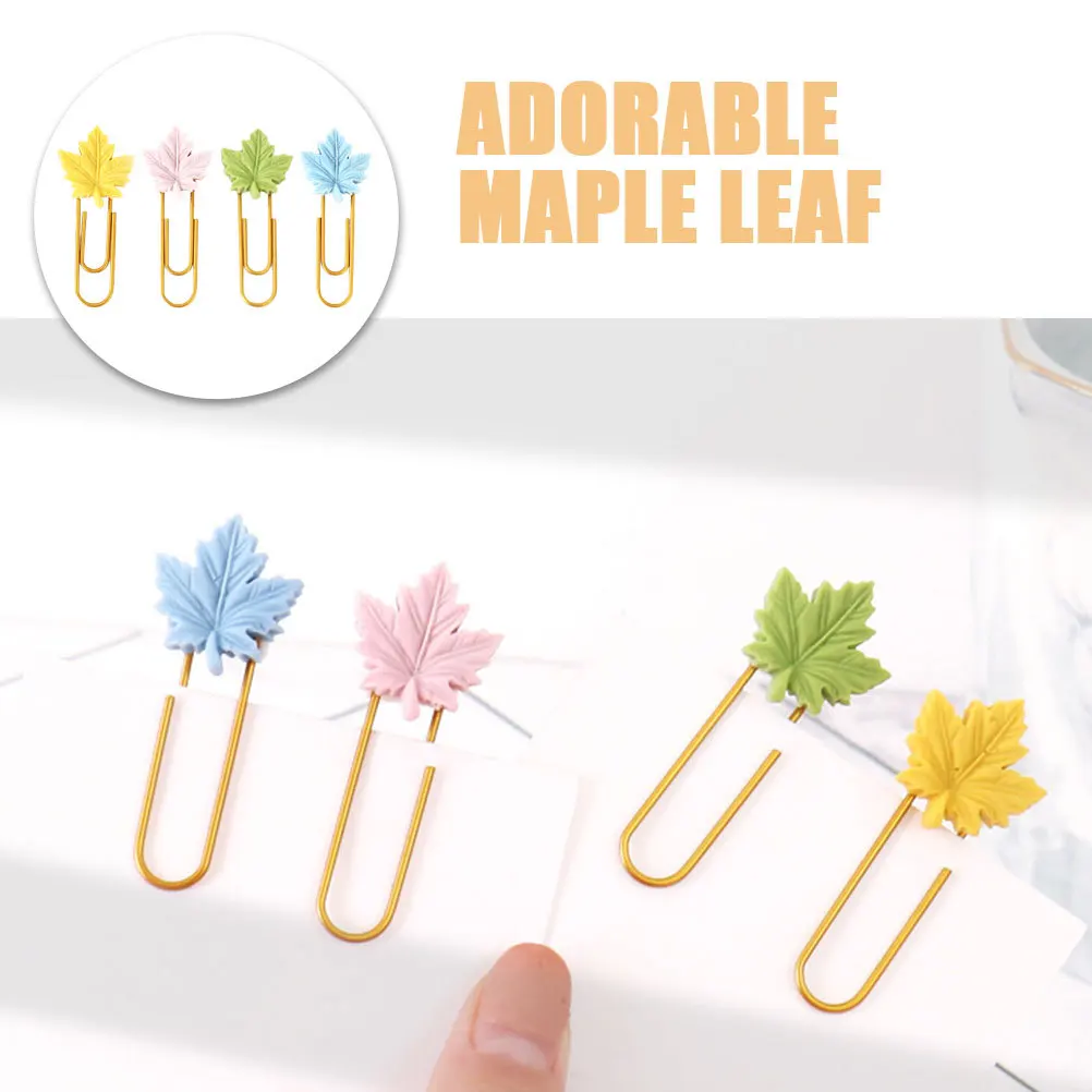 20개 단풍잎 책갈피 종이 클립 컬러풀 메탈 플래너 바인더 클립 장식용 사무실 학교 용품 플래너 종이 클립