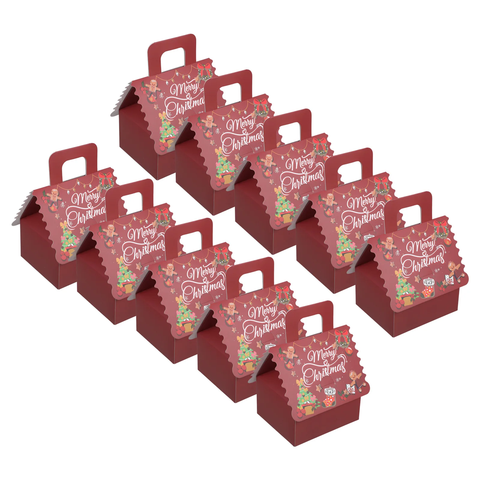 

10pcs Candy Box Biscuit Decorative Paper Frosted Cardboard Houses for Christmas Gifts Food Packaging