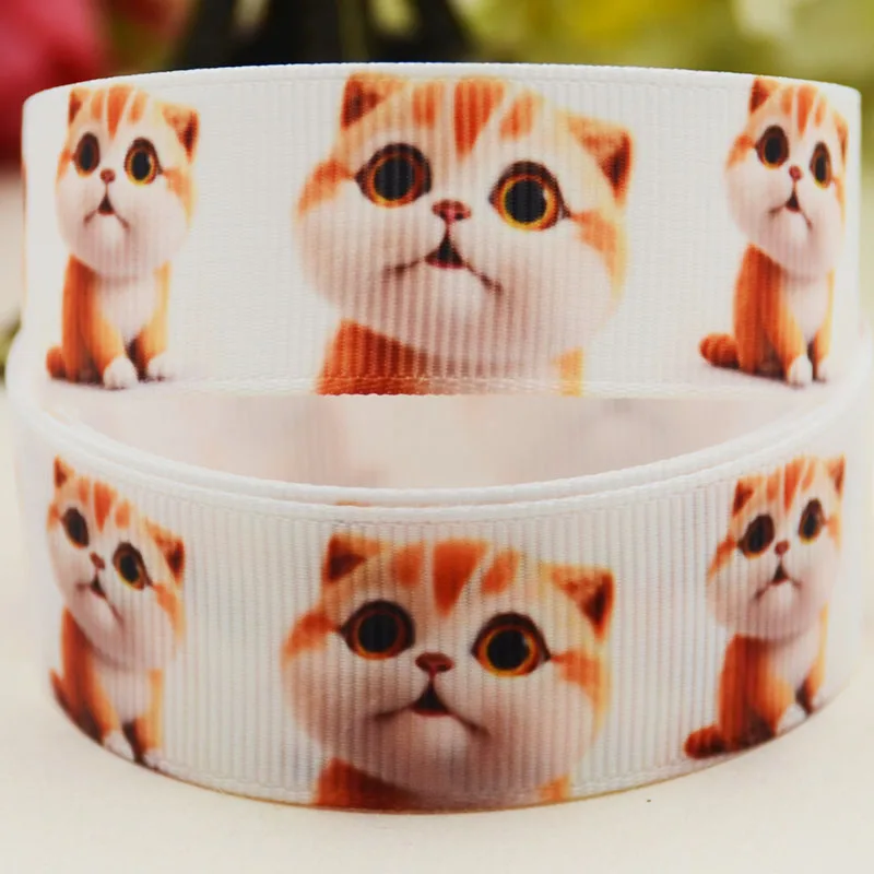 22mm 25mm 38mm 75mm cat cartoon printed Grosgrain Ribbon party decoration 10 Yards satin ribbons