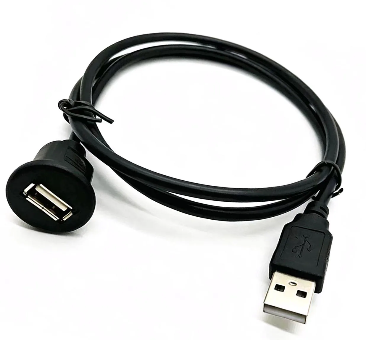 USB 2.0 Male to Female Socket Panel Single Port Waterproof Line Adapter for Car Dashboard Installation Extension Cable