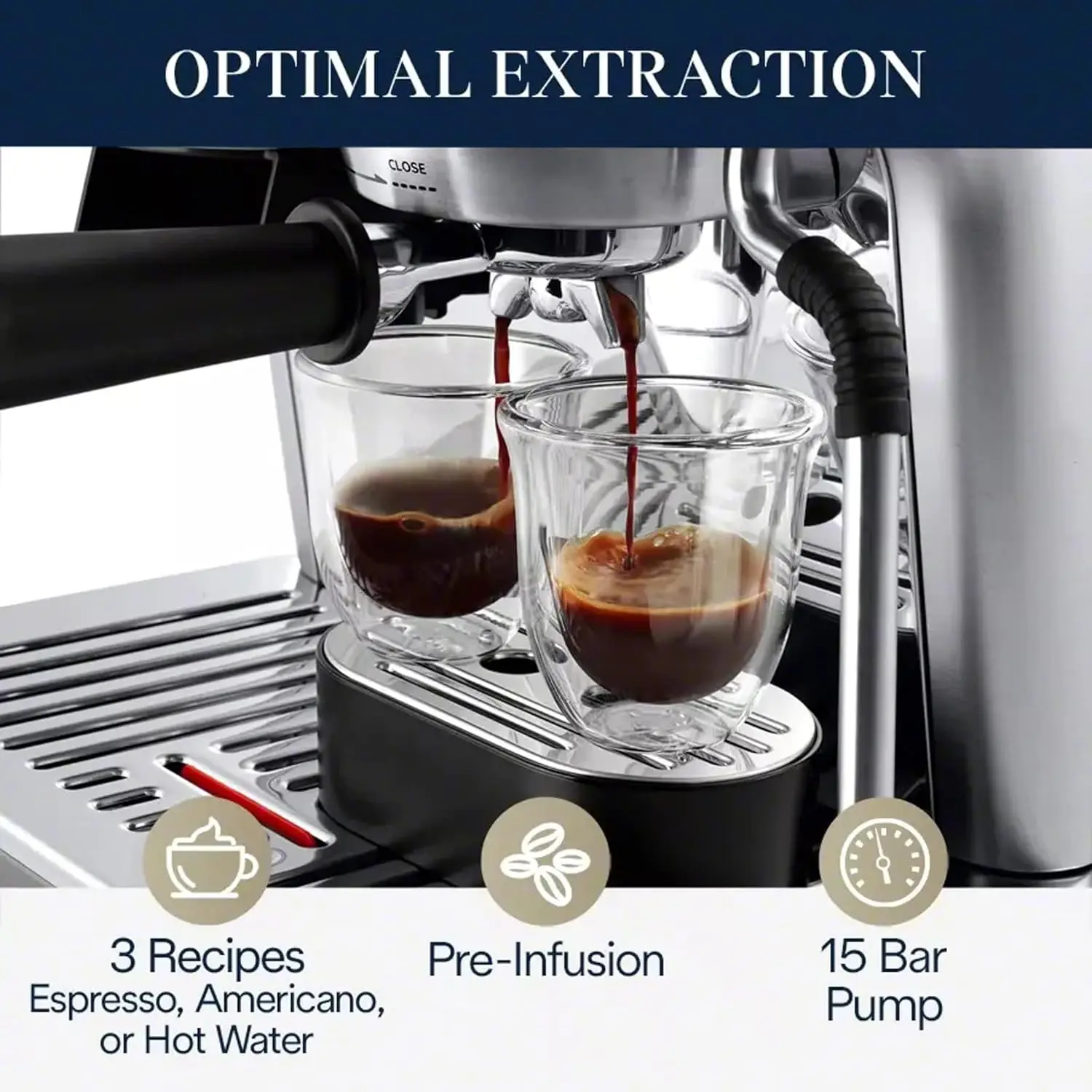 

Specialista Espresso Machine with Grinder, Steamer, Milk Frother, 1450W, Metal, Barista Kit