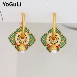 Modern Jewelry Elegant Temperament Green Color Flower Earrings For Women Female Gifts Delicate Design Ear Accessories