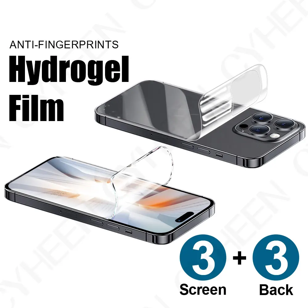 6in1 Hydrogel Film Not Glass For iPhone 16 Pro Max Back Film Protective Film 15 Plus Phone Screen Protector 14 Pro 13 12 Mini 11