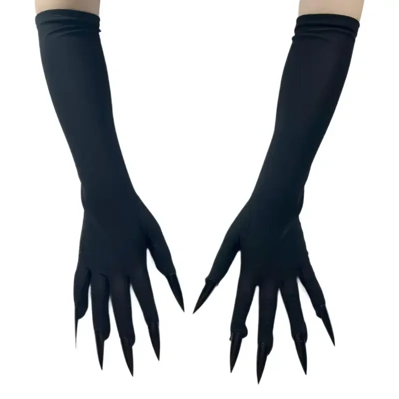 Adult Women Halloween Demon Long Nails Ghost Gloves Performance Props Costumes Party Holiday DIY Decorations