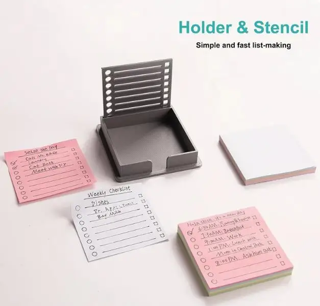 Post-it Notitie Sjabloon Desktop Sticky Notepad Houder Creatieve Notitie Papier Dispenser Label Met Sjabloon Notities Sjabloon Kantoor Notities