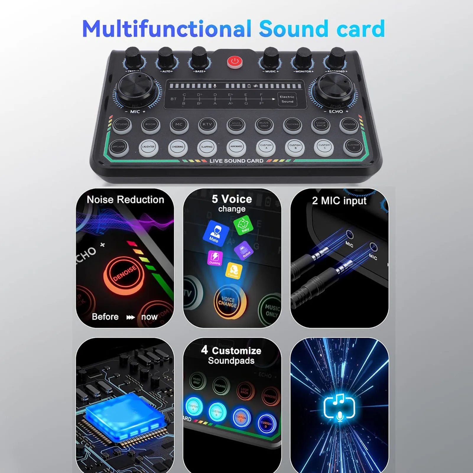 مجموعة ميكروفون بودكاست مع ميكروفون مكثف مع بطاقة صوت حية للكمبيوتر الشخصي والهواتف الذكية وبث تسجيل الاستوديو #5