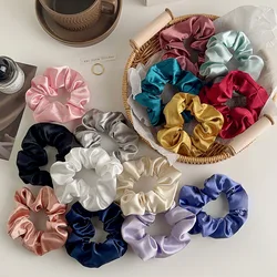 1pcs Women Girls Silky Satin Hair Scrunchies Solid Elastic Elegant Rubber Band Headwear Holder Scrunchy Hair Accessoires