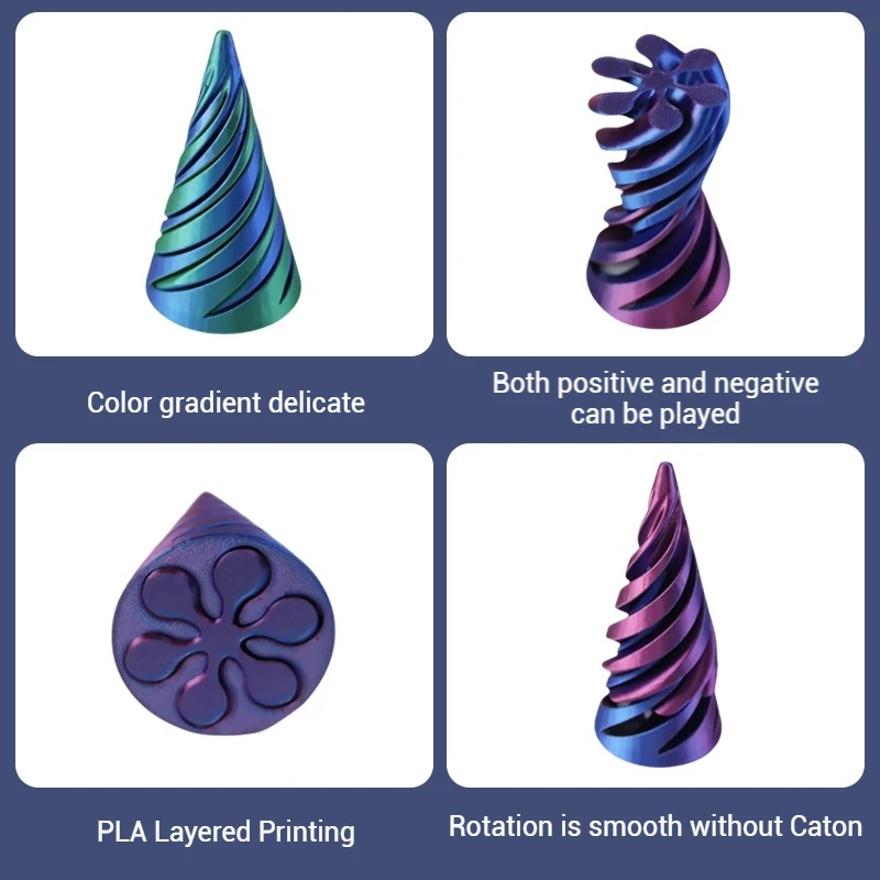 Pirámide giratoria, cono en espiral impreso en 3D, pirámide tridimensional, figura de escritorio, decoración del hogar, accesorios de escritorio