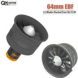 QX-MOTOR 64mm EDF 2100KV 2300KV 3300KV 4300KV 4s 6s Motor 12 Blades Duct Fan for FMS RC Airplane Parts Wholesale