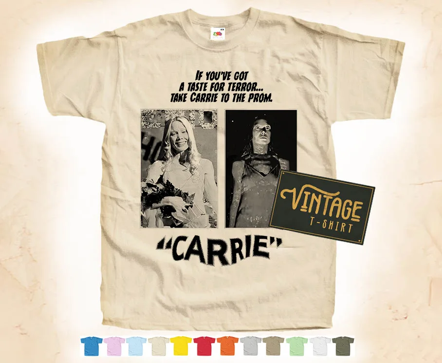 

BLACK Print: CARRIE V2 T shirt Natural VINTAGE Poster Cotton S-5XL