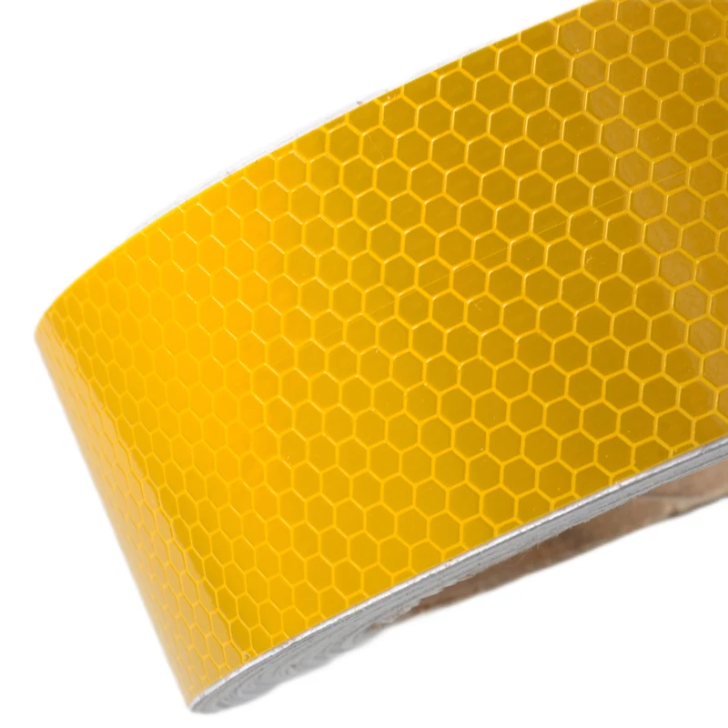 5CMx25M Honeycomb Yellow Reflective Safety Tapes Adhesive Warning Road Reflectors Stickers Waterproof Reflect Film For Vehicles