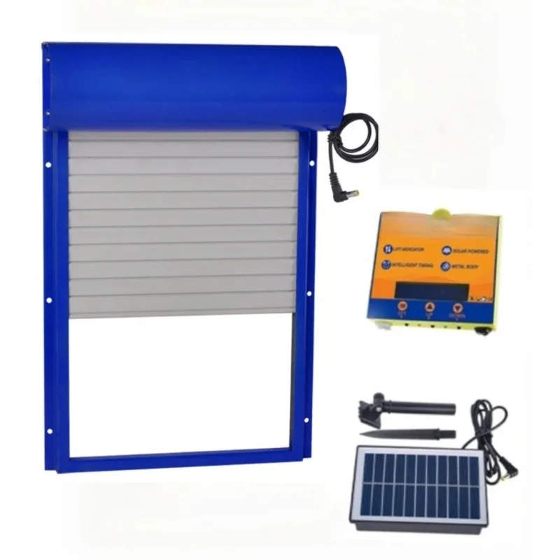 Automatic Chicken Coop Door, Solar Power Metal Rolling Curtain, House Door with Timer for Chicken Duck Poultry