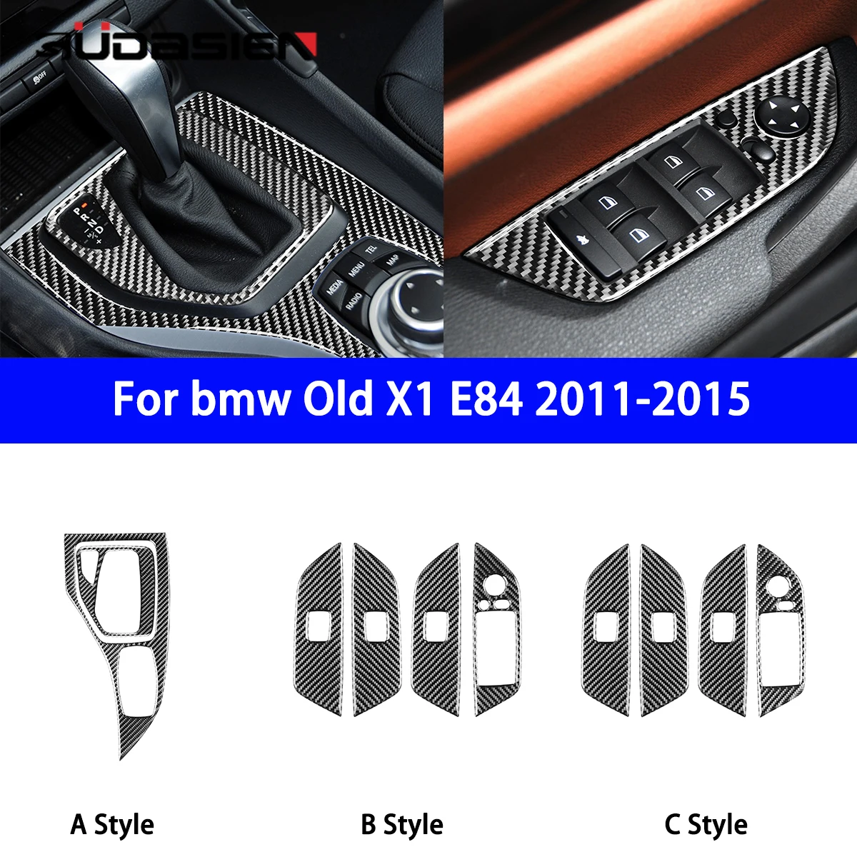 

Suitable for BMW Old X1E84 2011-2015 Car Window Lift Button and Gear Panel Decorative Sticker Carbon Fiber Modification.