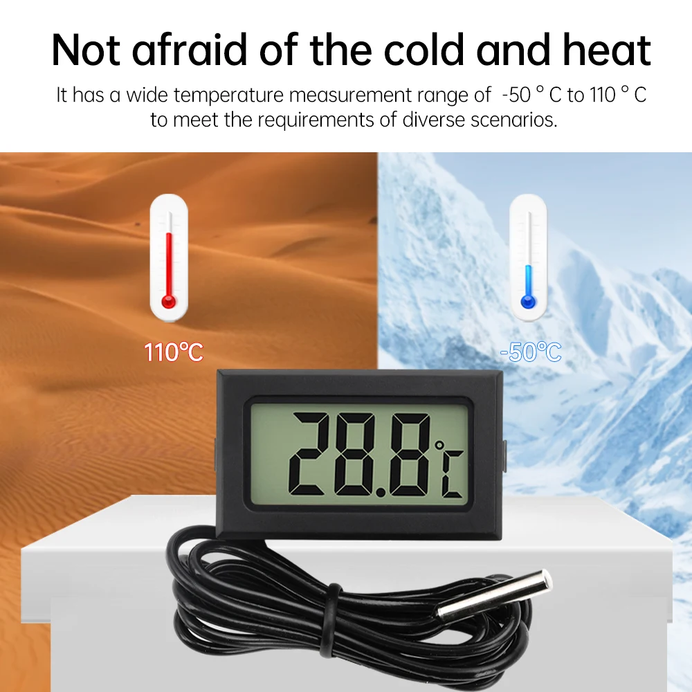 Mini LCD Digital Thermometer Indoor Outdoor Convenient Temperature Sensor For Refrigerator Fridge Aquarium