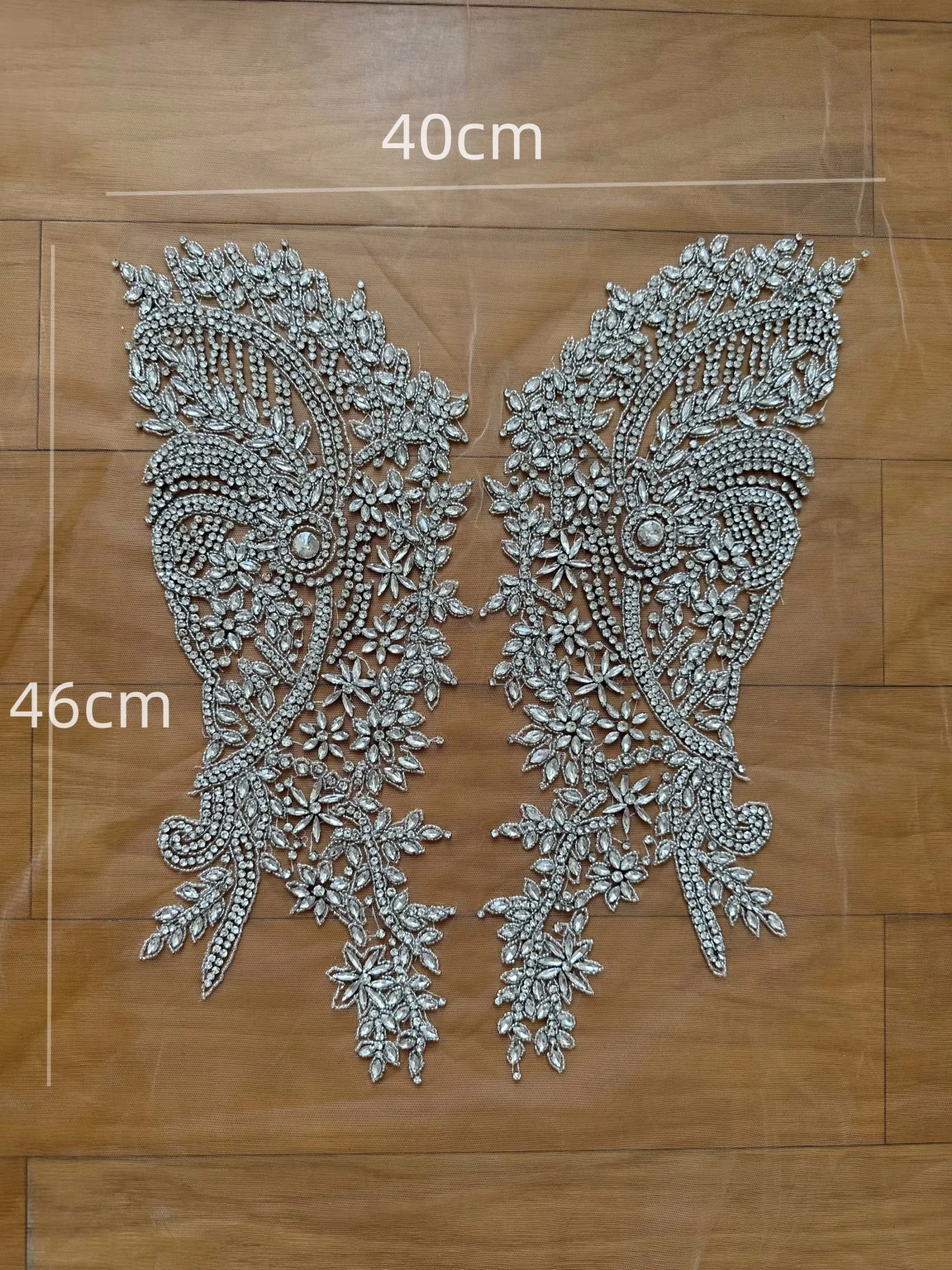 (1PC) Customized rhinestone bodice applique red color WDD1393