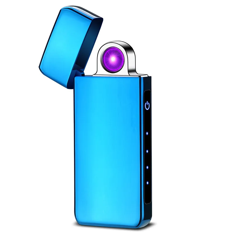 Creative New Gift Rotating Flame USB Charging Lighter Fingerprint Sensing Windproof Arc Lighter Wholesale  Smoking Accessories view 5