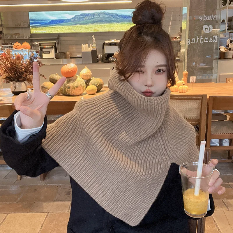 

2025 new warm wool scarf for women in autumn and winter, fashionable pullover scarf shoulder pads neck riding shawl