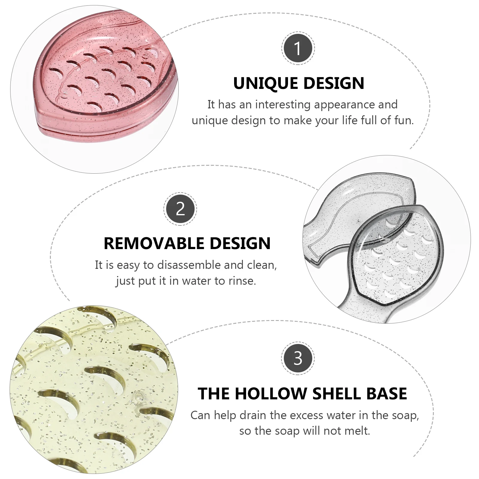 

3pcs Cartoon Boxes Fish Shape Double Layer Hollow Design Bathroom Drainers Soap Storage Case Practical Soap Holder For
