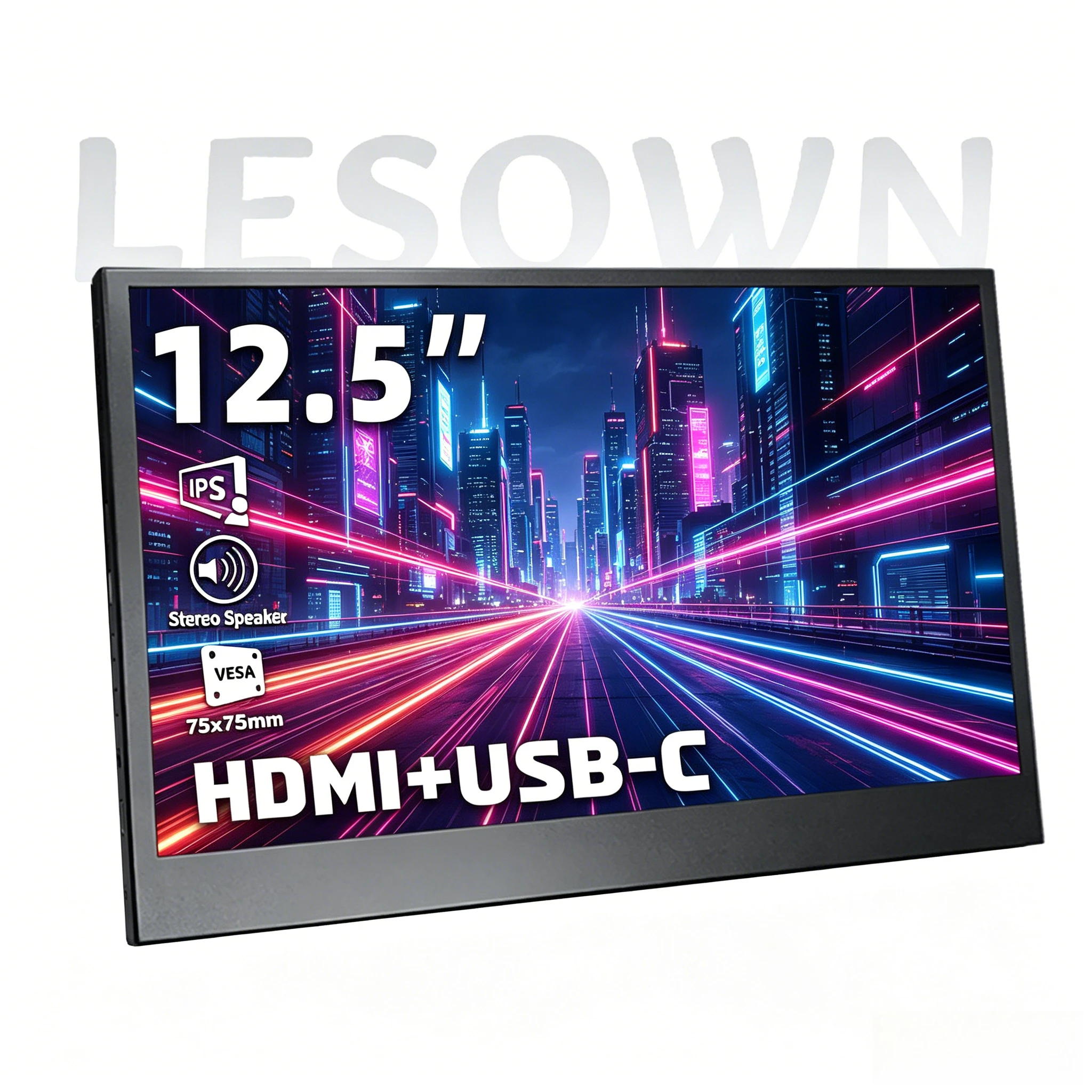 

LESOWN 12.5 Inch 1080P IPS PC Case Hardware Temperature Monitor Type-C miniHDTV Extended Panel for AIDA64 Chassis Modding
