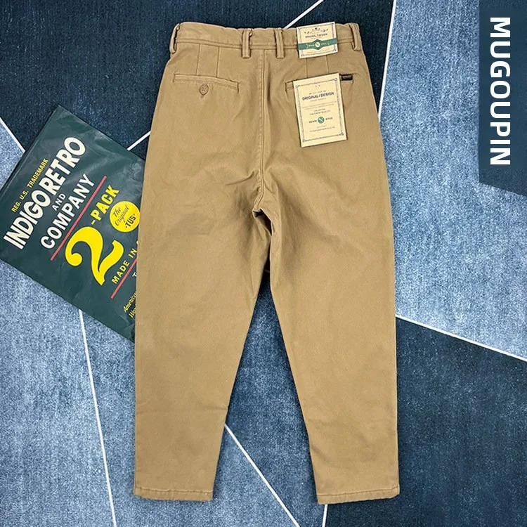 

Thiened Fce Straight Leg Men's Casual Pants Workwear Long Trousers American Retro Ameika Jaet Trendy Cotton Pants