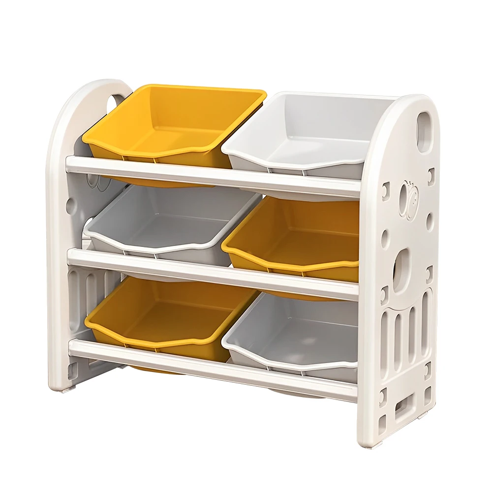 

Kids Toy Storage Cabinet with 6 Bins, Kids Toy Storage Cabinet with HDPE Shelves and Bins for Playroom, Bedroom, Living Room