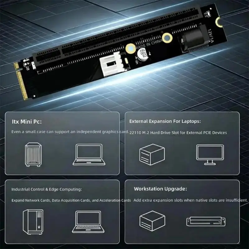 31BA M.2 M-Key to PCIE X16 Expansion Board with Electrolytic Component, Fourth-Generation Link Bandwidth, and No-Driver