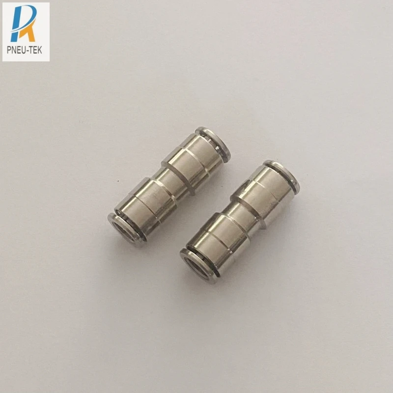 

Nickel-Plated Copper Pneumatic Air Fitting Straight Union Tube Connector,Push to Connect Fitting