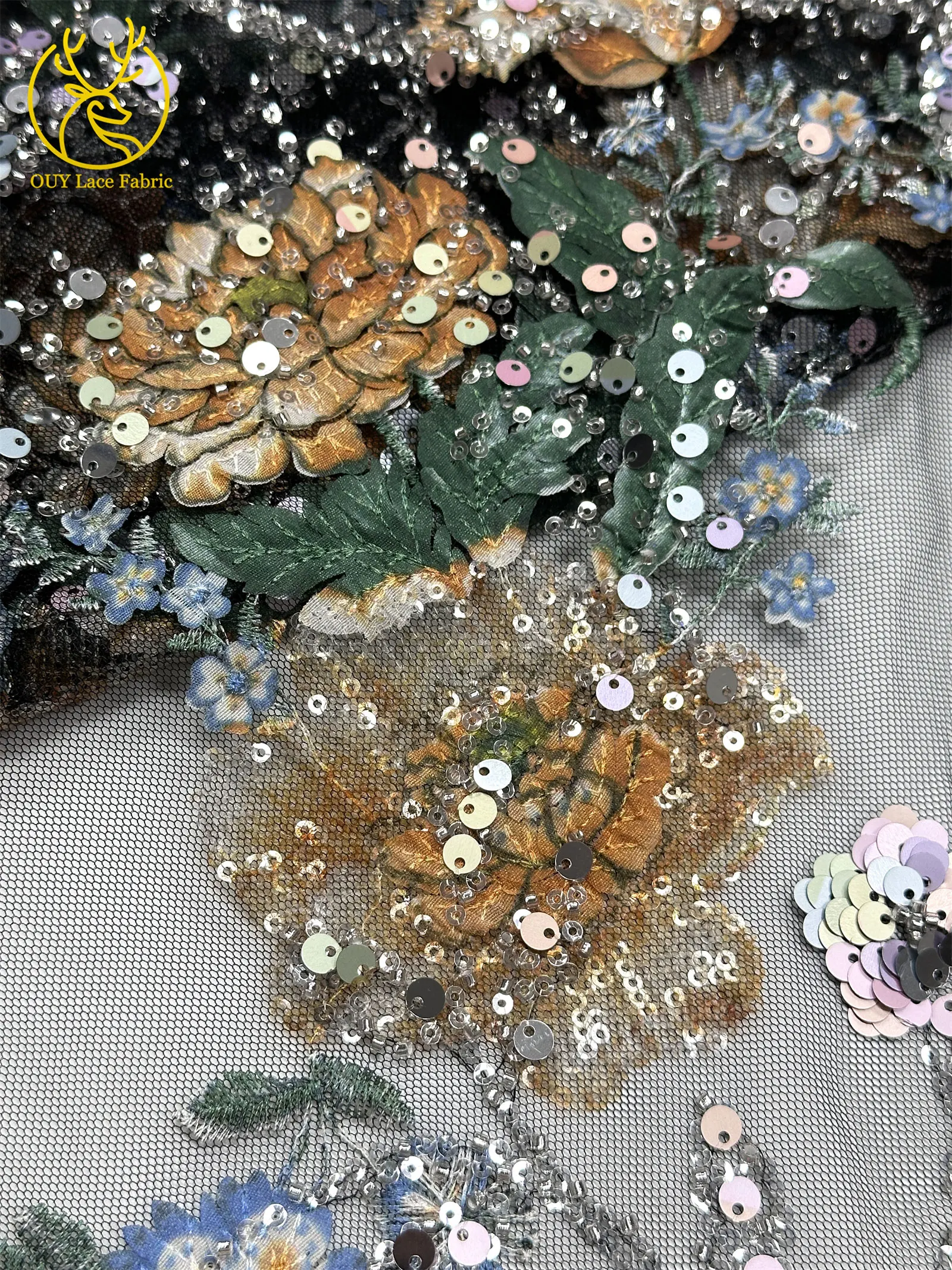 Elegante DIY handgemachte Stickerei-Blumenspitze, afrikanische Perlen-Spitze, französische Pailletten-Tüllspitze für Hochzeitskleid-Design – Detail 29