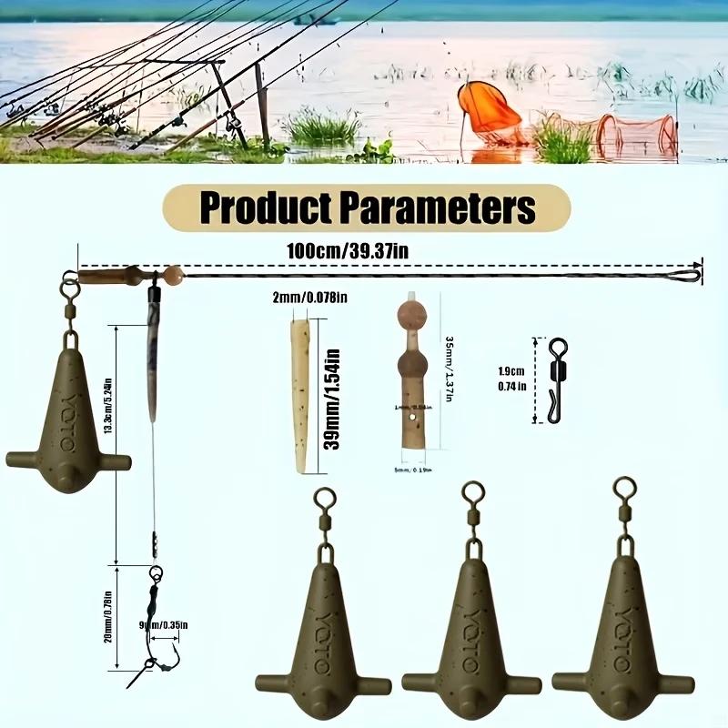 YOTO Carp Fishing Helicopter And Ronnie Rig Set with Coated Lead Weights Ready Tied Anti Tangle Strong Fishing Tackle, Available