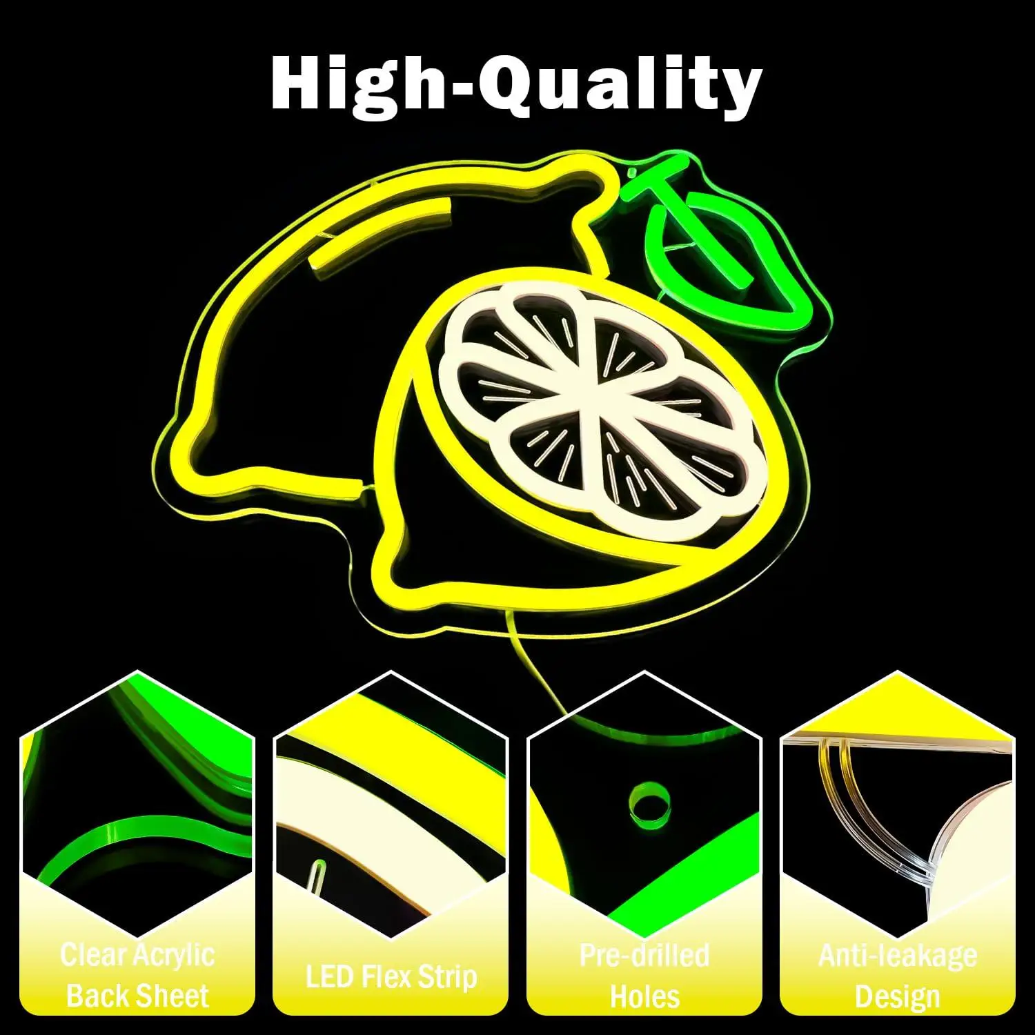 Lemon Neon Sign Dimmable LED Light Up Sign for Home Kitchen Bathroom Bar Lemon Themed Party Summer Fruit Wall Art Decor view 3