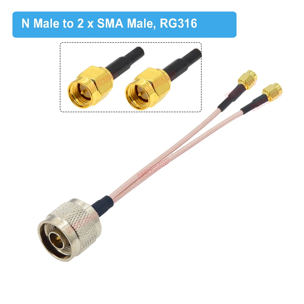 Splitter typu N męski/żeński do 2 x SMA męski/żeński 4G 5G LTE rozdzielacz Adapter do anteny RG316 15CM