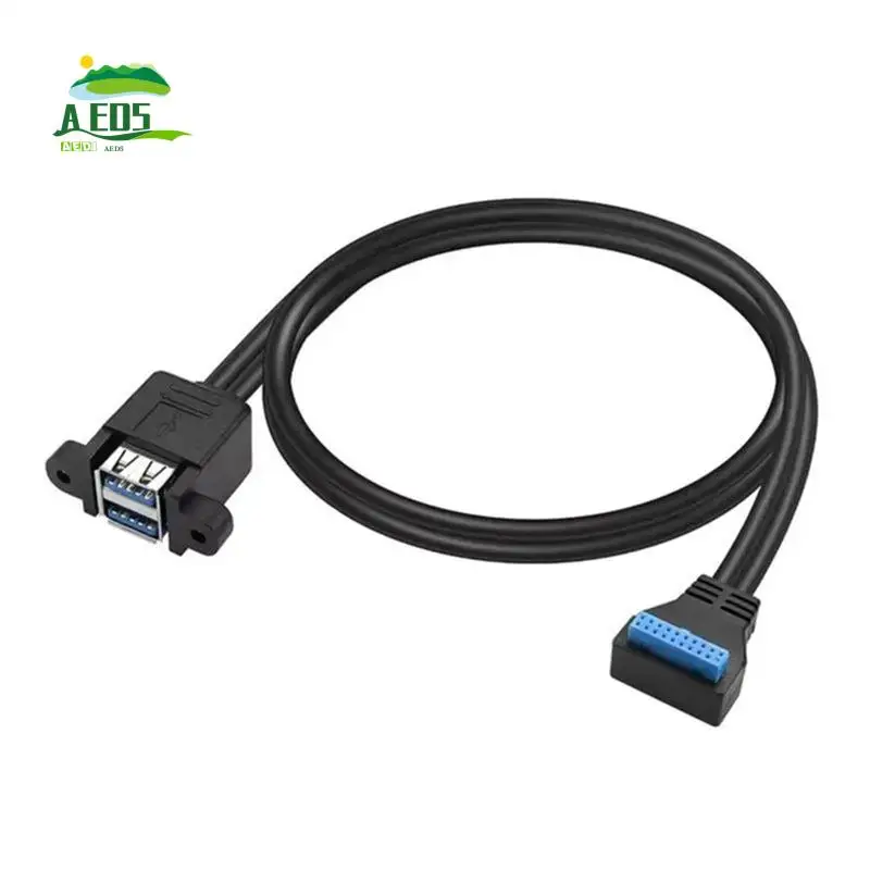 AED5-90 graus up/down ângulo usb 3.0 19/20pin para dupla USB-A fêmea porta adaptador cabo placa-mãe cabo de extensão interna