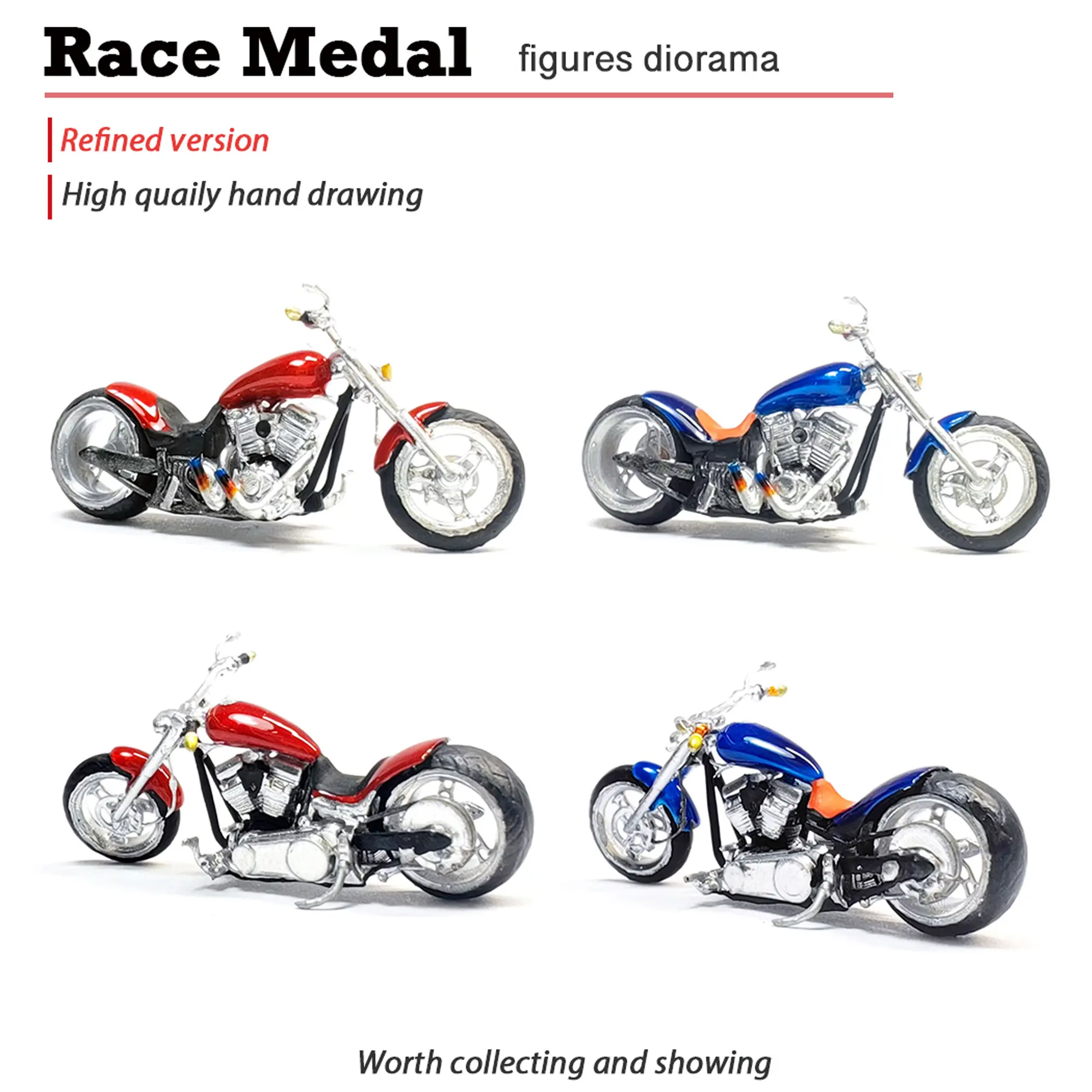 

Race Medal1/64 Motorcycle set scene Matching model man miniature pendant leaning motorcycle girl scene building model