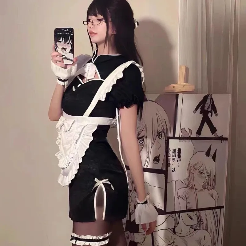 Retro Cheongsam Anime Maid Halloween Cosplay Costume Japanese Student Gothic Lolita Lovely Party Dress Love Game Roleplay Outfit