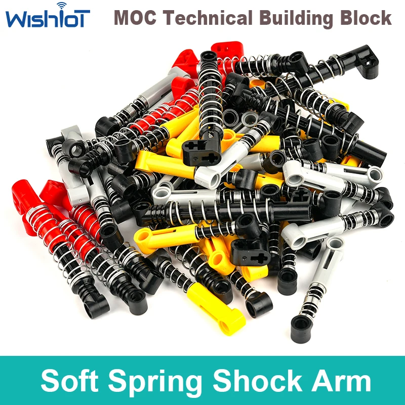 4PCS MOC Soft Spring Shock Arm Technological Bricks DIY Parts Building Blocks Shock-absorbing Arm For 76537 18404 Toys