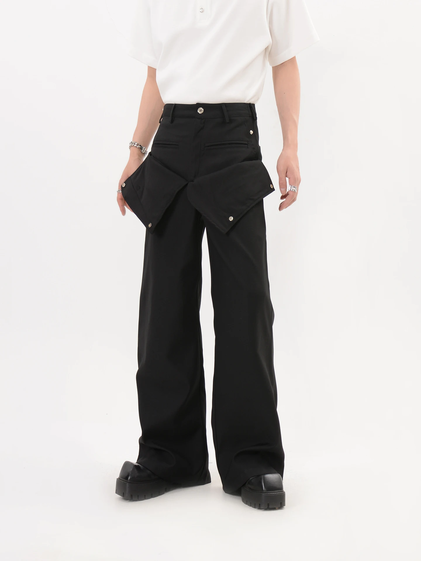 

Niche Designer Design Double Waist Casual Suit Pants Men's Summer Loose Wide Leg Mop