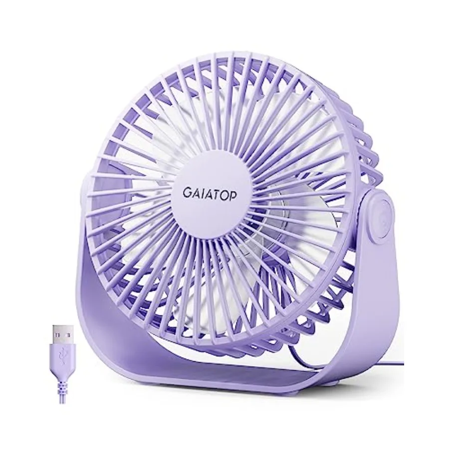 

USB Desk Fan, 3 Speeds Strong Airflow, 5.5 Inch Portable 90° Rotate Quiet Cooling, Small Personal Table Fans for Bedroom Home O
