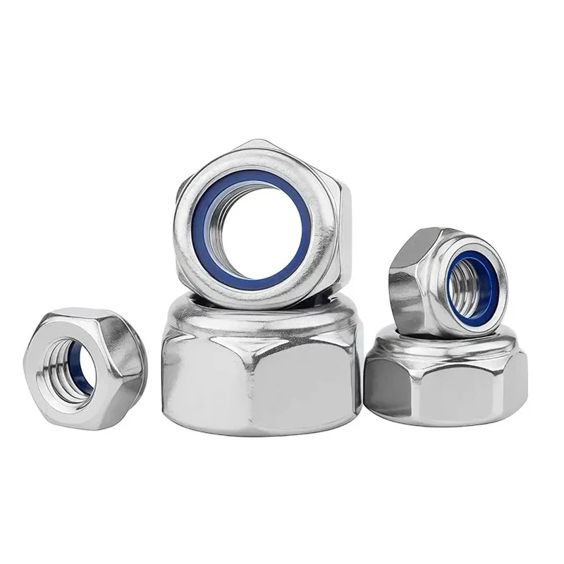 Nylon Locknut 304 316 Stainless Steel Hex Hexagon Lock Nut DIN985 M2 M2.5 M3 M4 M5 M6 M8 M10 M12 M14 M16 M18 M20 Non slip nuts