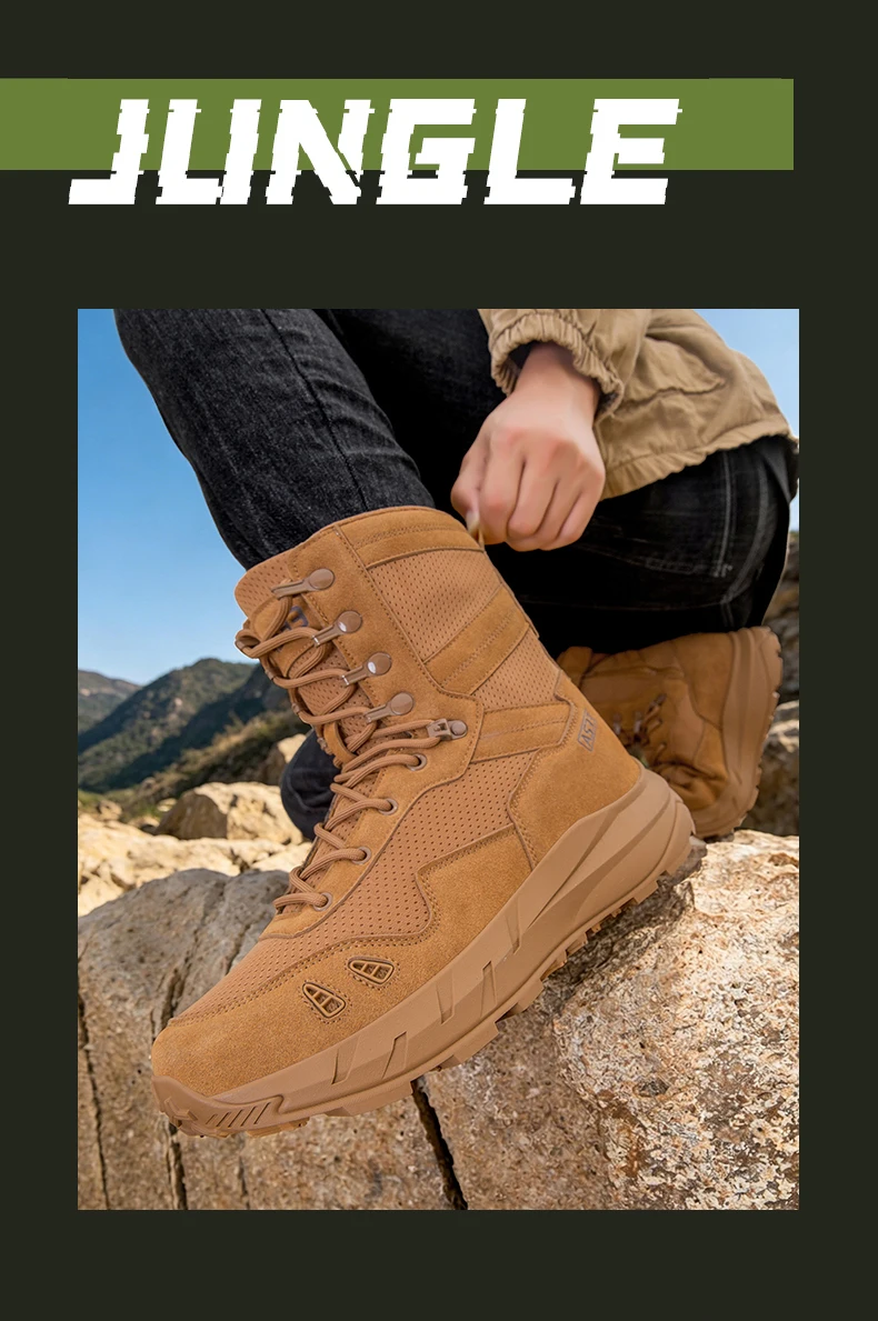 Neue taktische Stiefel für Herren, atmungsaktiv, wasserdicht, ultraleicht, für den Außenbereich, für Herren, Armee-Stiefel, schnelle Reaktion, Schnürung, Sicherheitsarbeit – Detail 34