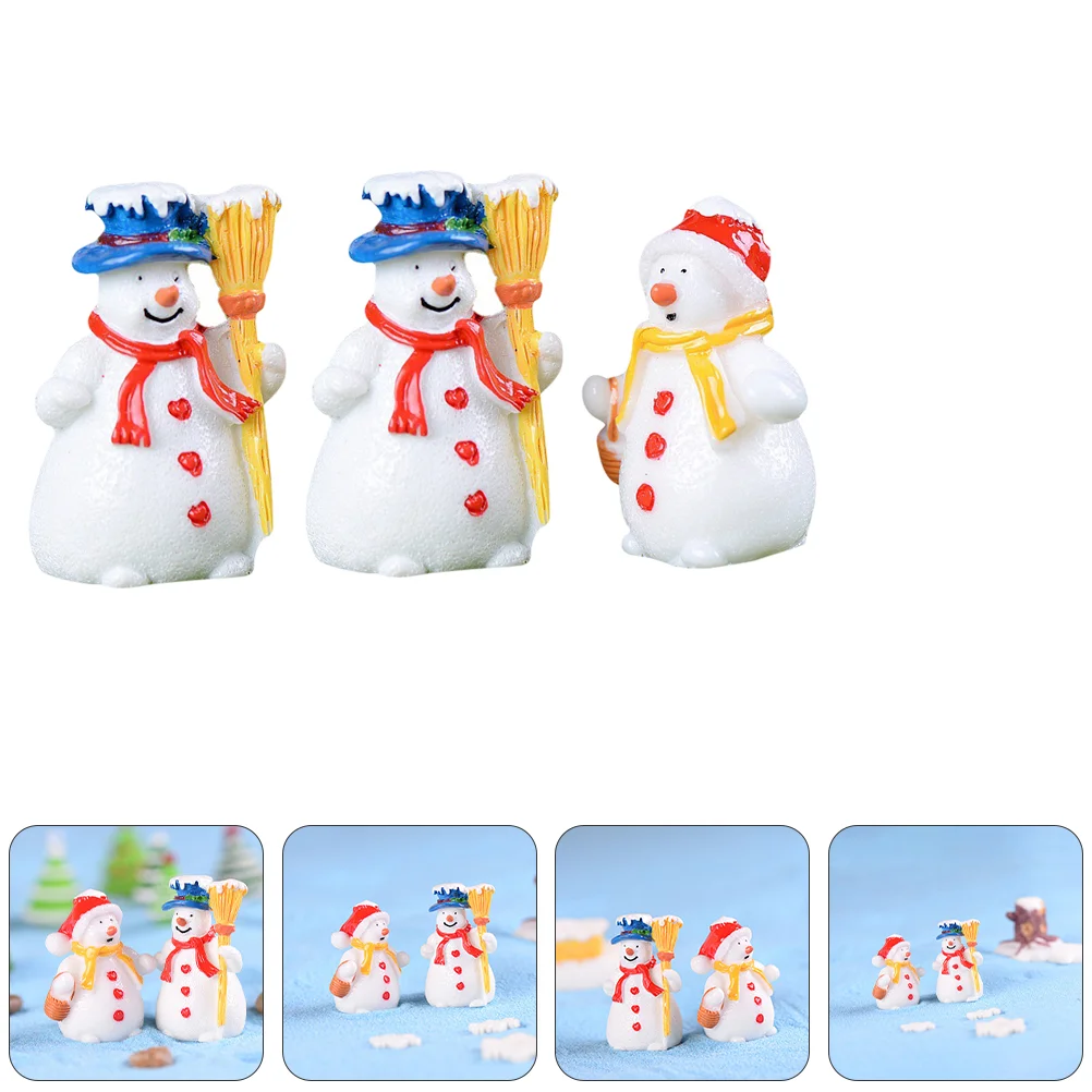 4 Pcs Christmas Ornaments Snowman Xmas Adornment Tabletop Decor Resin for Decoration