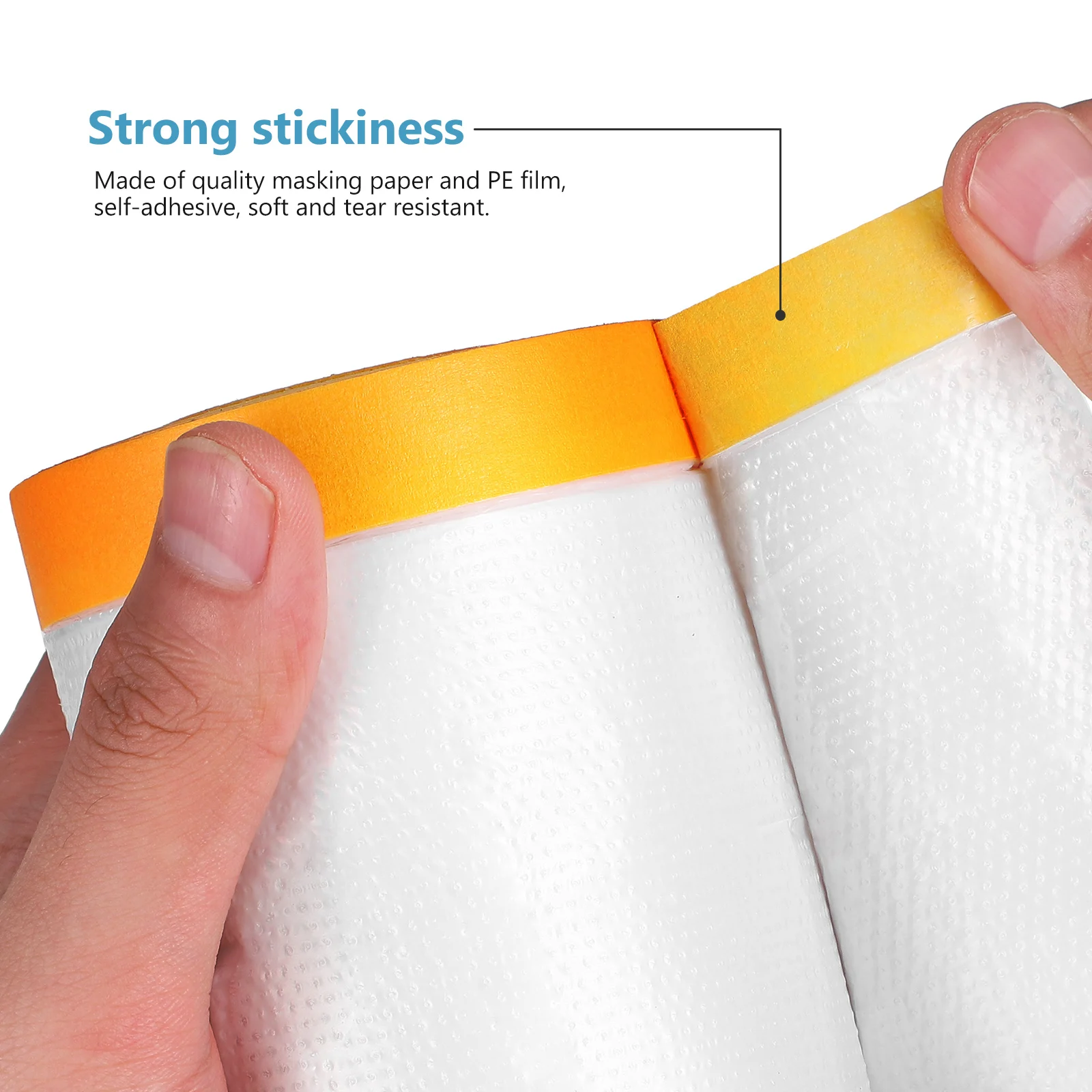 6 Rolls Covering Film Self Adhesive Masking Paper Tape for Painting Dust Protection Floor Furniture Car Mural Renovation