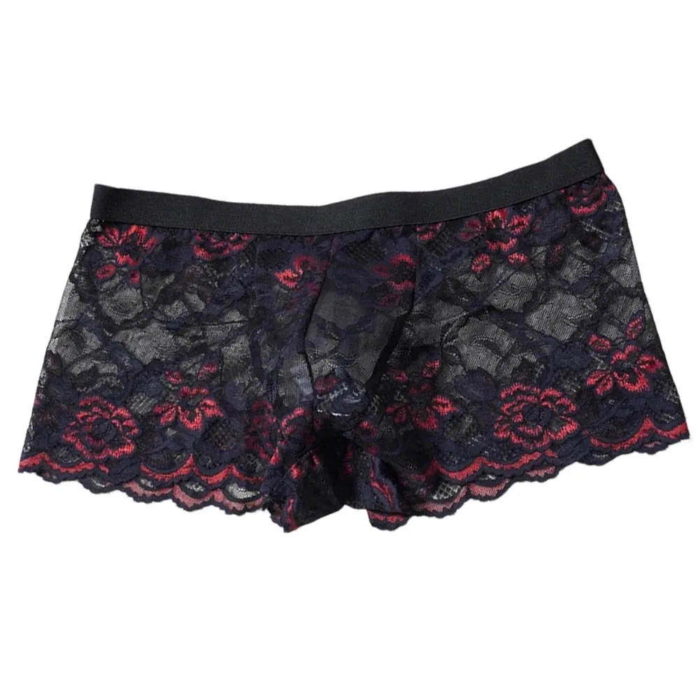 

Men Jacquard Lace Translucent Men's Panties Intimate Hot Novelty Boxer Shorts Gay Sissy Adult Underwear Thin Exotic Lingerie