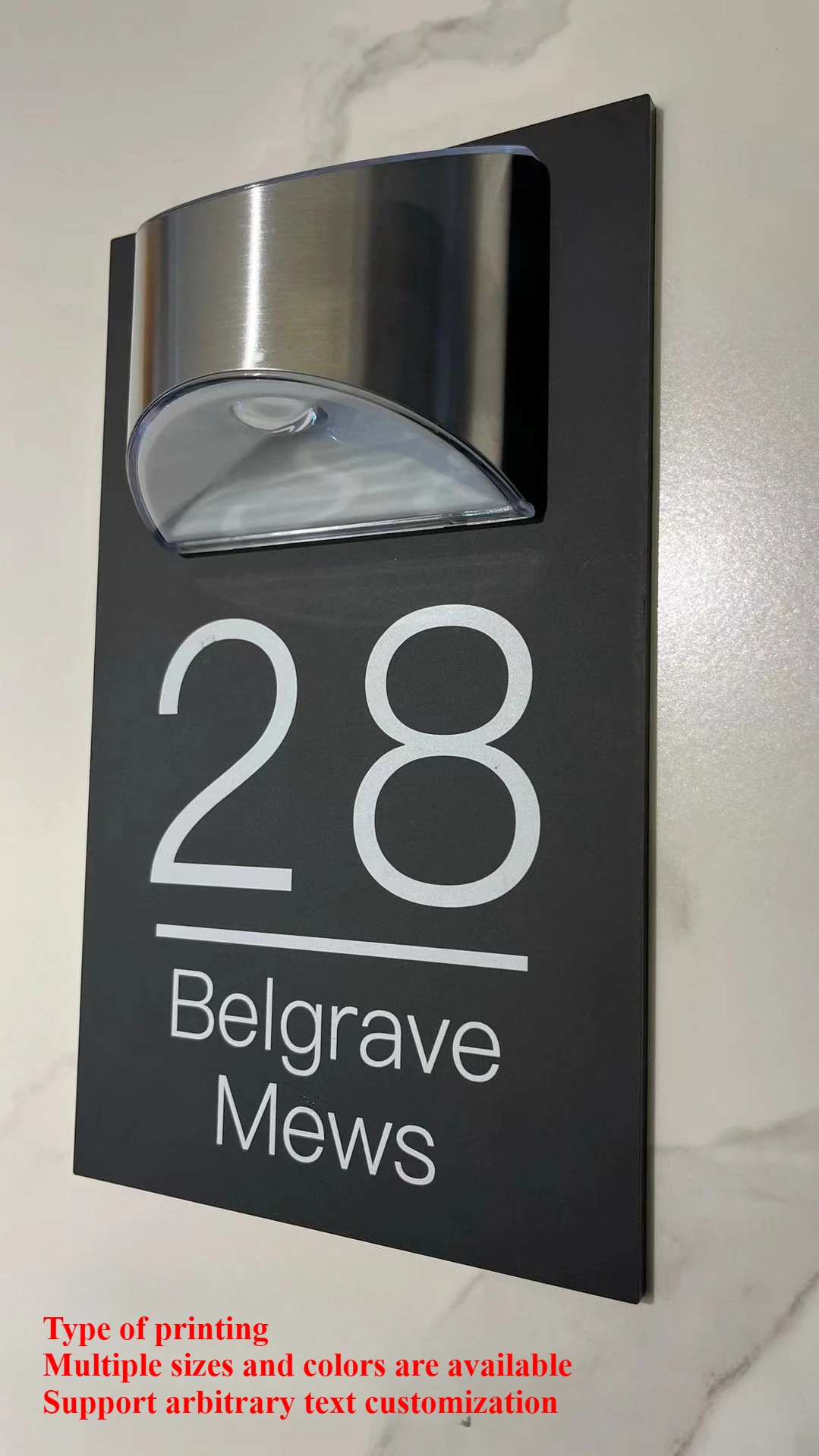 Personalized Solar House Number Sign Acrylic Laser Cut Door Sign Custom Address Home Plaque Outdoor LED Modern Digital Si - view 2