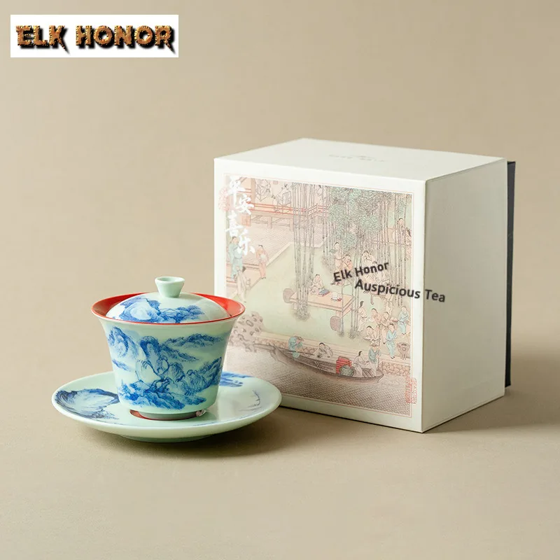 

150 мл Дуньхуан Пейзаж Гайвань Ретро Чайная Варенья Бытовая Чайная Чаша С Крышкой Набор Чайник Крышка Чаша Посуда Коллекция Посуда Подарок