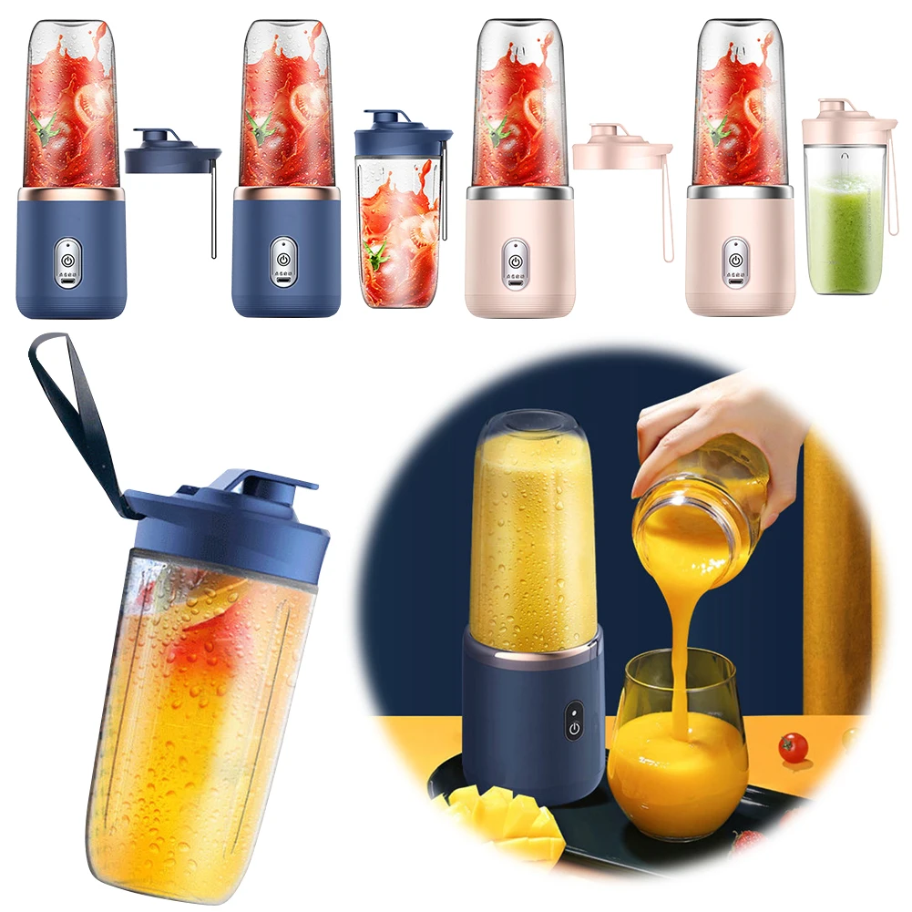 Portable Juicer Cup USB Rechargeable 400ML Mini Juice Blender Cup Automatic Small Electric Juicer Wireless Smoothie Blender