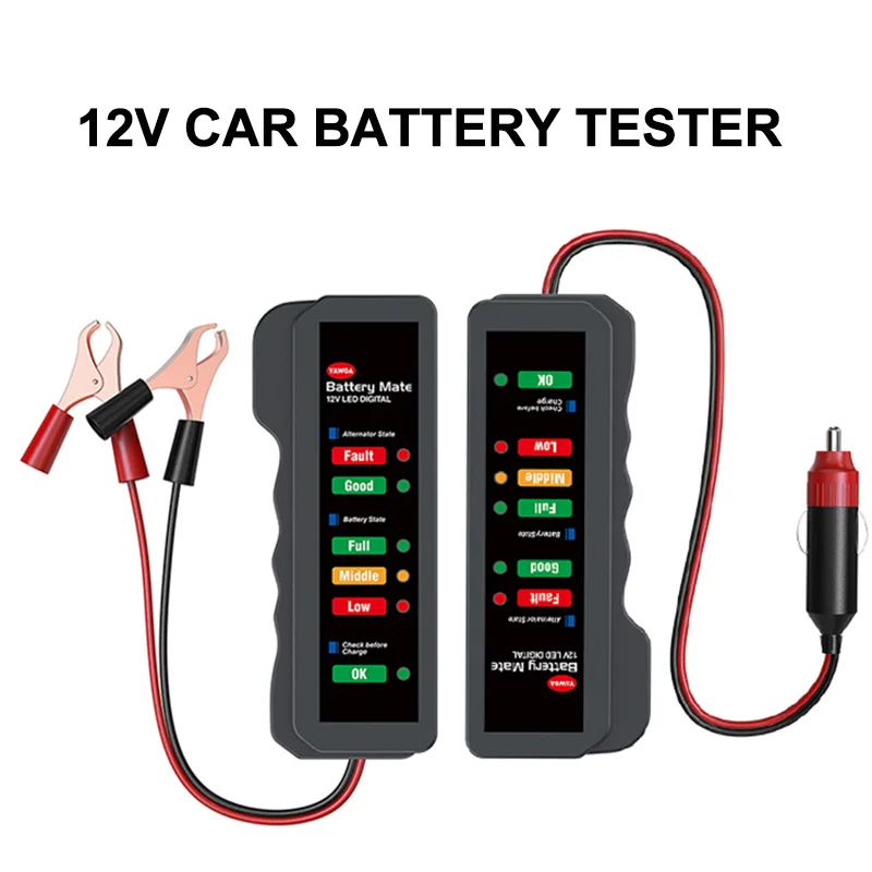 

12V Car Battery Tester 6 LED Display Analyzer Digital Alternator Tester Condition Check Automotive Scanner Car Diagnostic Tools